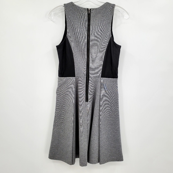Club Monaco Janine Heather Gray Black Leather Trim Dress - Picture 9 of 16
